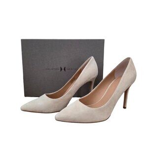 Halston Heritage Courtney Suede Pumps Heels Buff Ivory 7 New